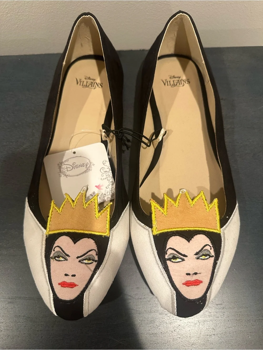 Disney Ivory, Black & Gold Evil Queen Embroidered Ballet Flats